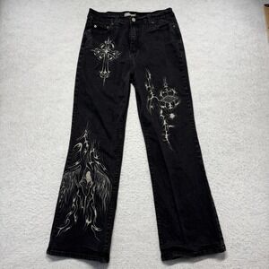 Levi's 512 Custom Bleached Black Denim Jeans Pants Women's Size 14‎ S